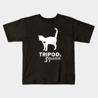 Tripod Squad, Three-Legged Cat, BACK RIGHT LEG amputee Kids T-Shirt